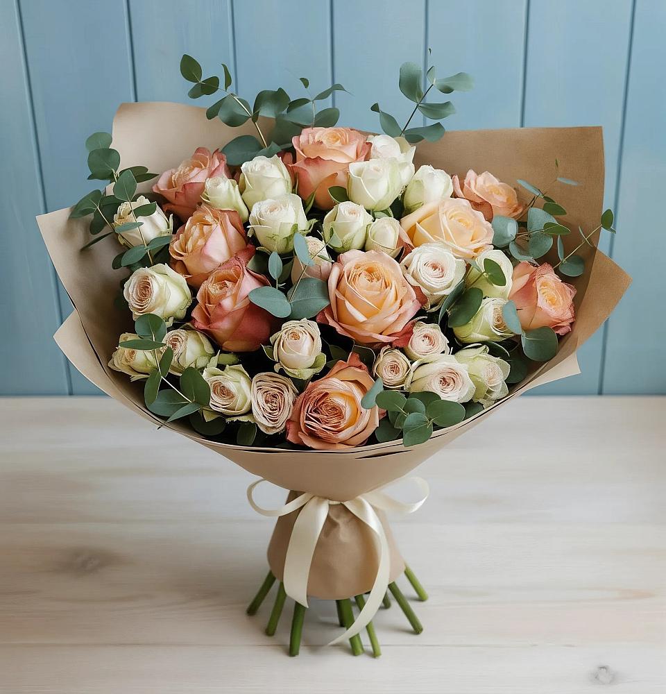 Букет цветов из: Альстромерии и Розы в Оричах