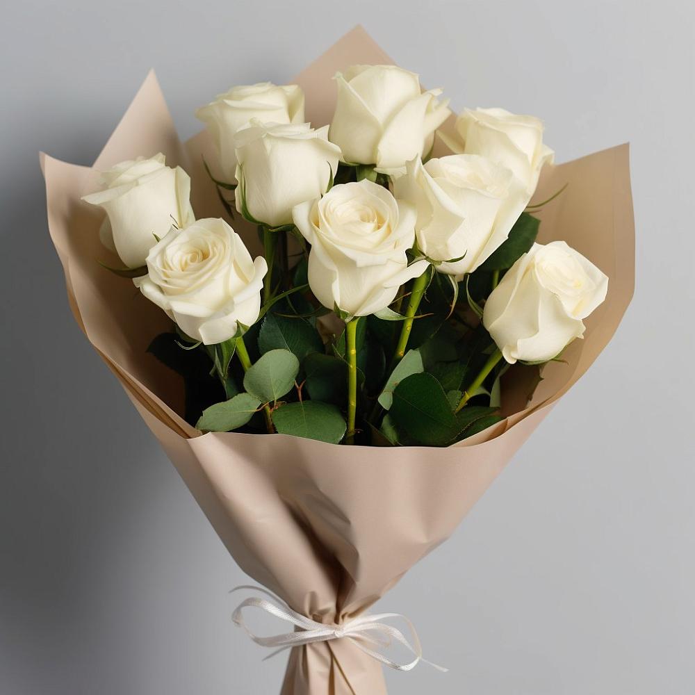 Букет 9 Белых роз Эдлесс Лав в Оричах