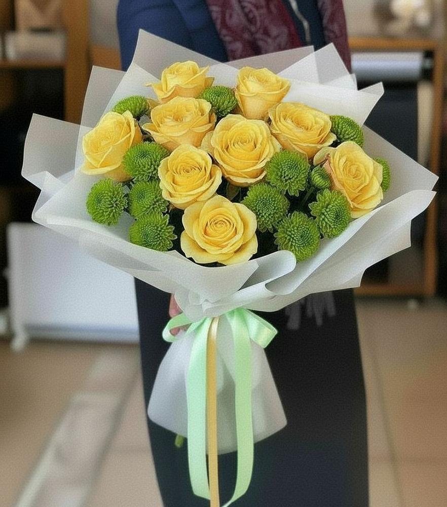 Букет цветов из: Хризантемы и Розы в Оричах