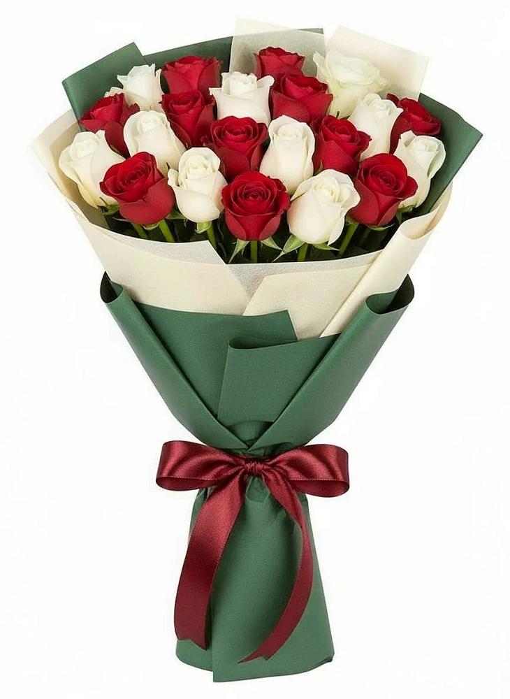 Букет Микс из красных и белых роз в Оричах