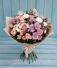 Букет цветов из:  Хризантемы, Розы и Альстромерии в Оричах