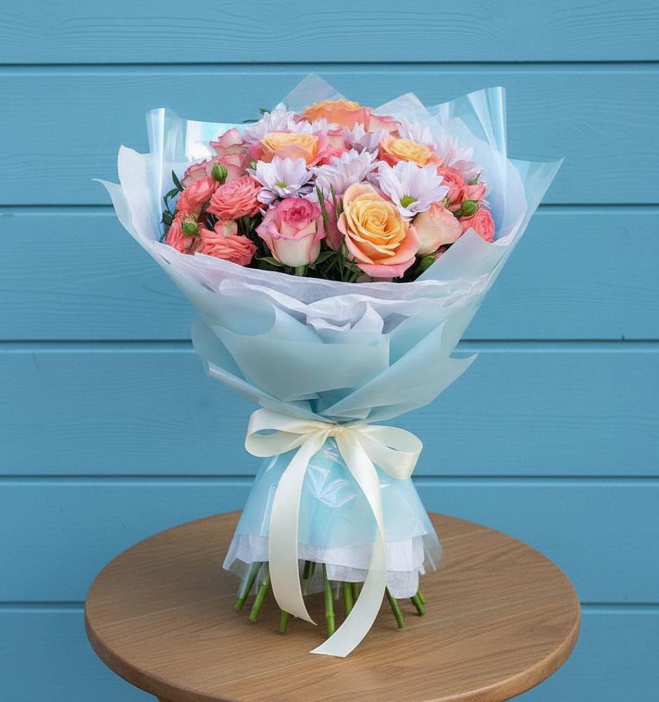 Букет цветов из: Хризантемы и Розы в Оричах