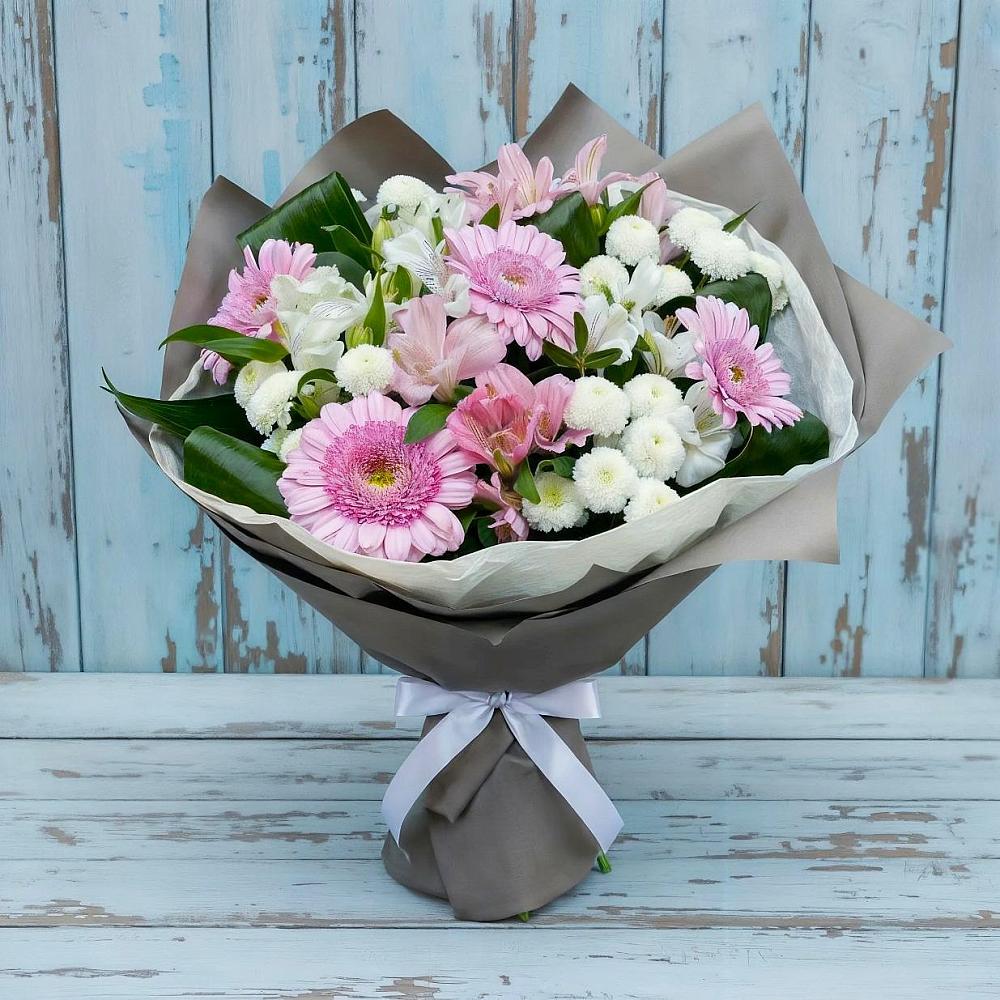 Букет цветов из: Герберы, Альстромерии и Хризантемы в Оричах