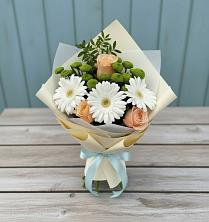Букет цветов из:  Герберы, Розы и Хризантемы в Оричах