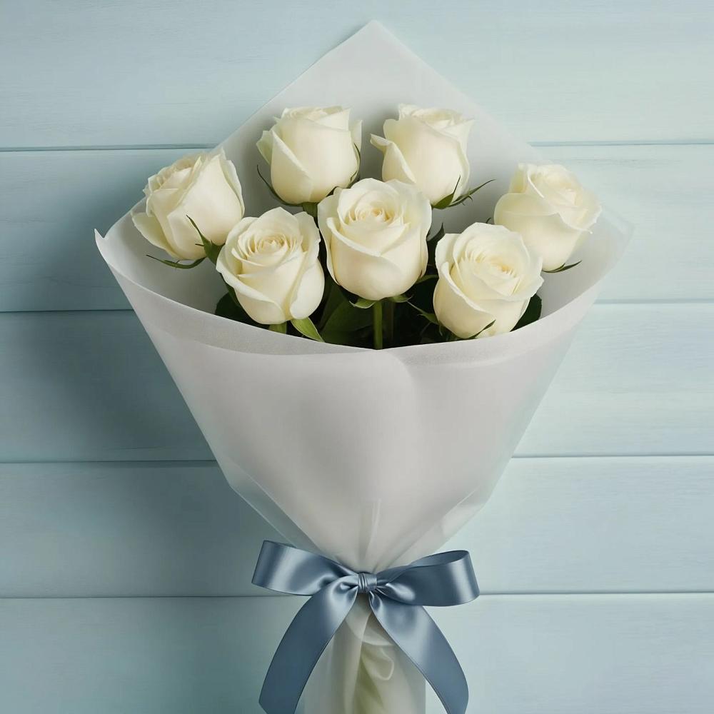 Букет 7 Белых роз Эдлесс Лав в Оричах